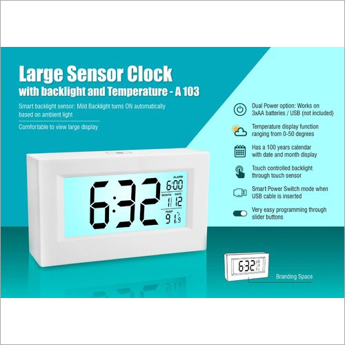 A103 – Large Sensor Clock With Backlight And Temperatur