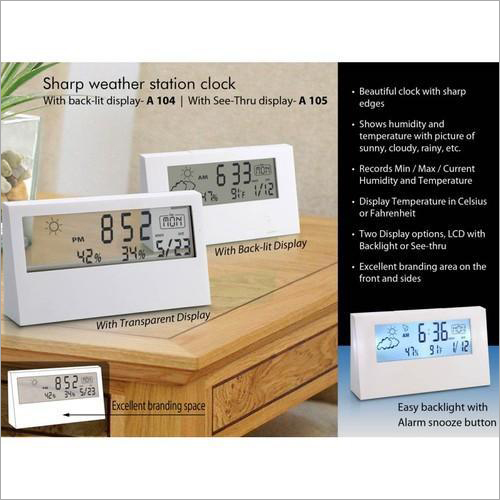 A104 – Sharp Weather Station Clock with Backlight