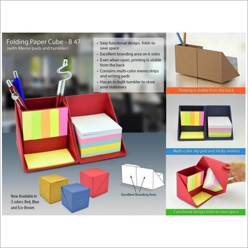 Folding Paper Cube (with Memopad And Tumbler)