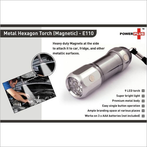 Hexa Metal Torch ( Magnetic) (9 LED) – E110