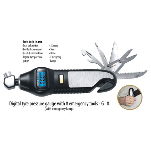 G18 – Digital Tyre Pressure Gauge With 7 Emergency Tools