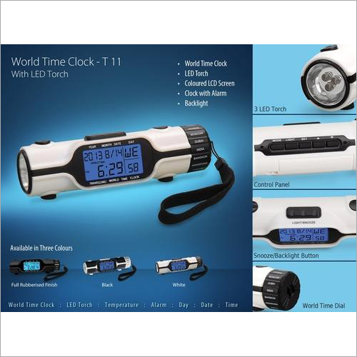 Round World Time Clock with Torch