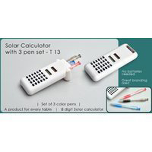 T13 – Solar Calculator With 3 Pen Set