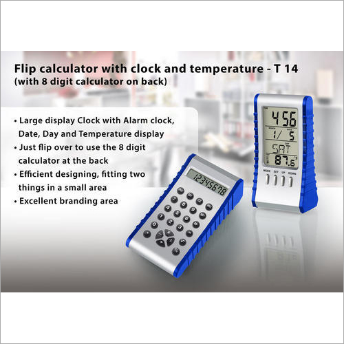 T14 – Flip Calculator With Clock And Temperature (with 8 Dig)