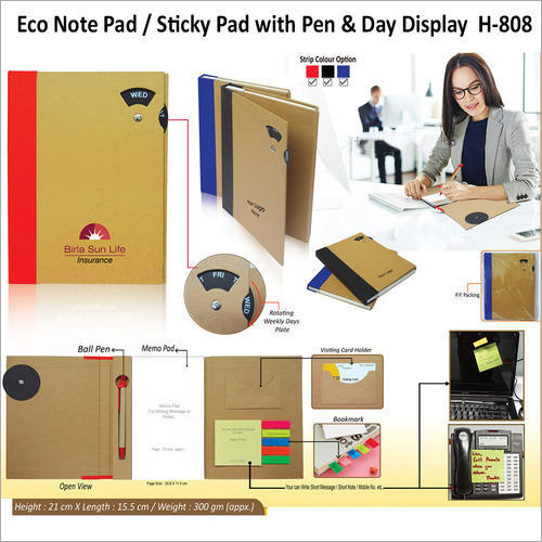 Eco Sticky Note Pad With Pen – H – 808