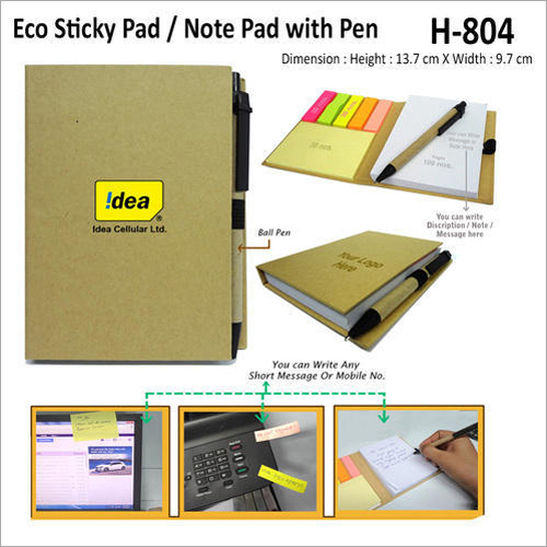 Eco Sticky Note Pad With Pen – H – 805