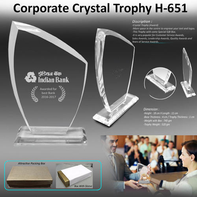 Corporate Crystal Trophy H-651