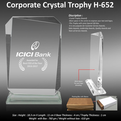 Corporate Crystal Trophy H-652